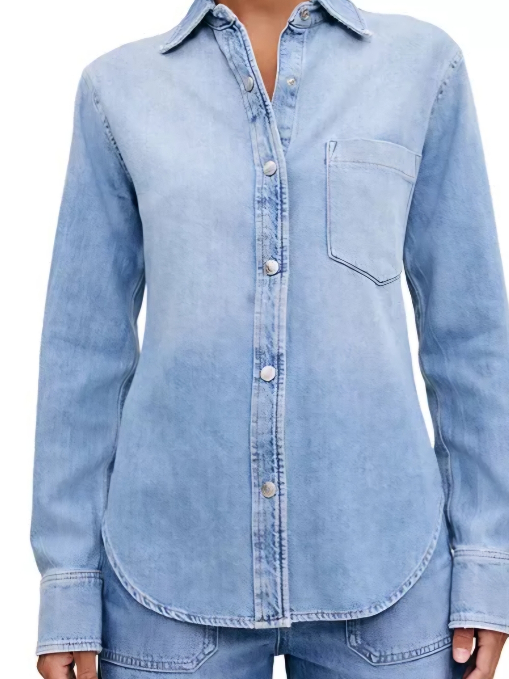 DL1961 Ines Light Wash Denim Snap Button Shirt